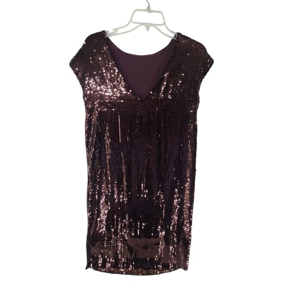 New Anthropologie Maeve Kara Sequined Brown Midi Dress . XS 2 Holiday FALL - Picture 5 of 8